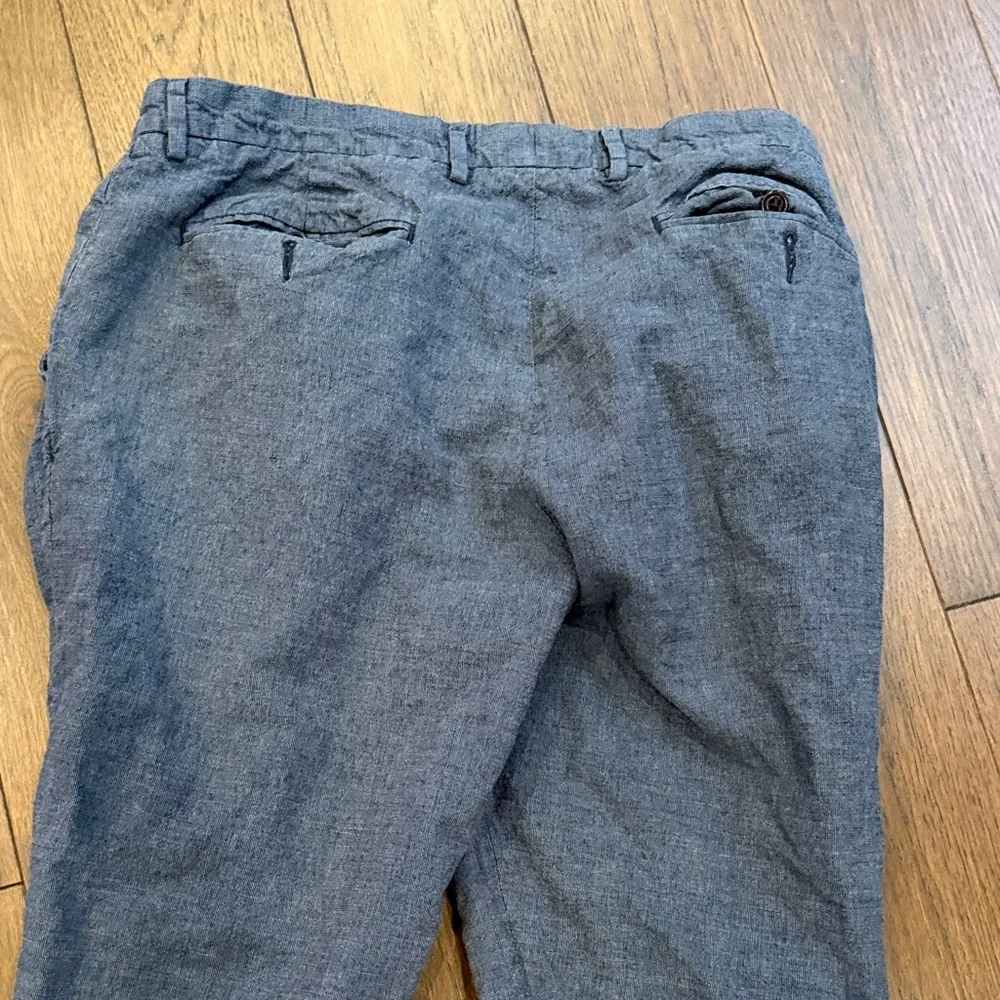 J. Crew Bowery Men's Blue Casual Pants Size 32 x 34 Linen Blend - C16-010